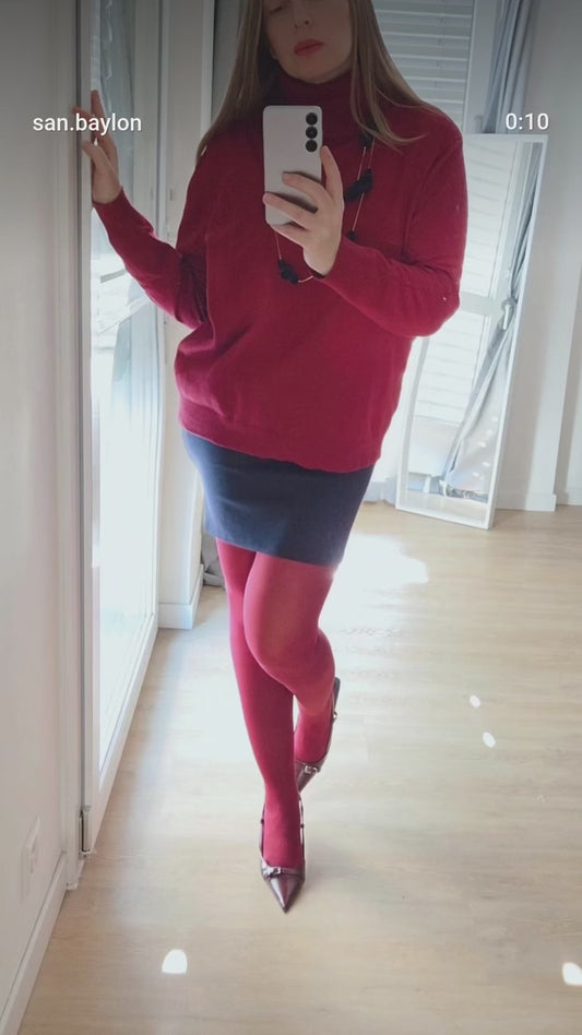 Maglia calda dolcevita borgogna